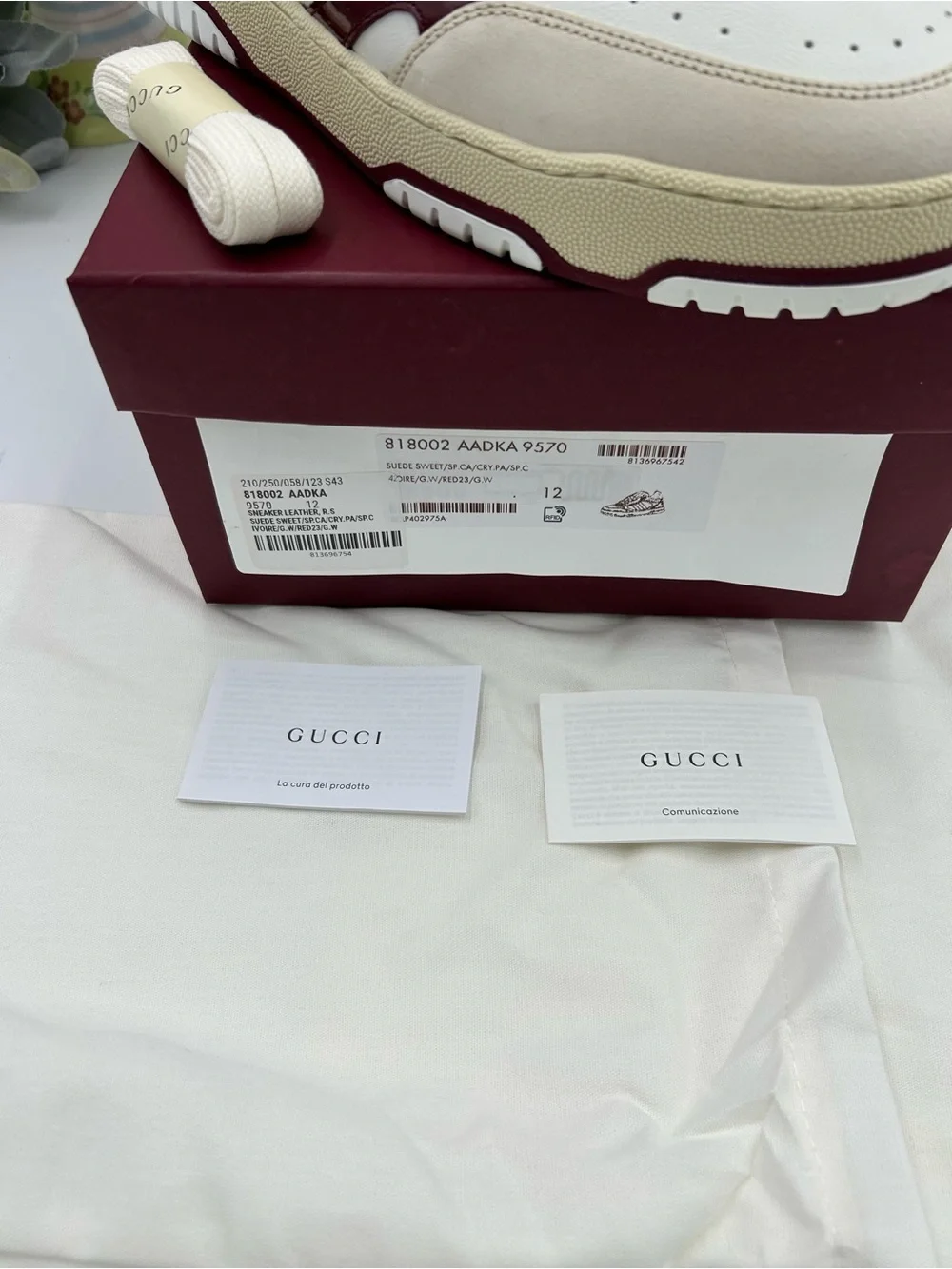 Men's Gucci re web leather sneakers size 12 fits 12.5 US made in Italy
